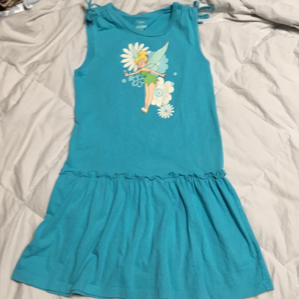 Tinker bell dress size 10-12 Girls Disney teal sundress EUC